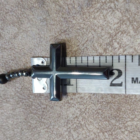 Beautiful Black and Pewter Beaded Rosary with Cross - Picture 5 of 6